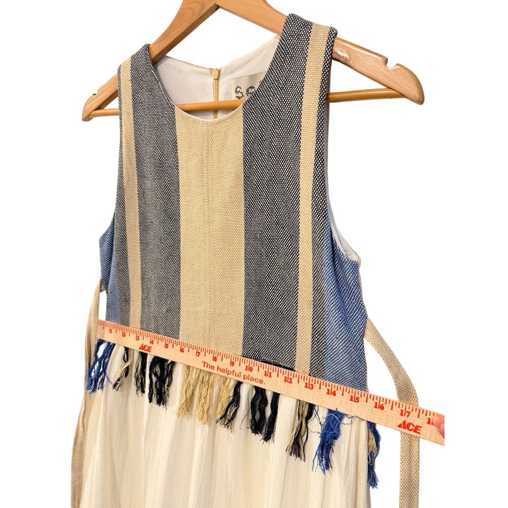 Sea New York Cream Midi Dress with Navy and Beige Paneling - Picture 9 of 12